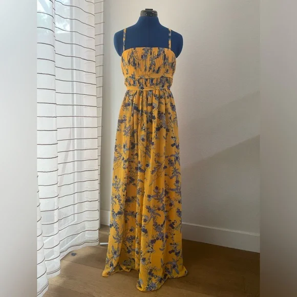 Aqua Floral Maxi Dress in Yellow & Blue Size 0 - Picture 4 of 13